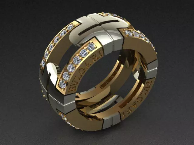 BVLGARI Style Diamond Ring 3D print model_0