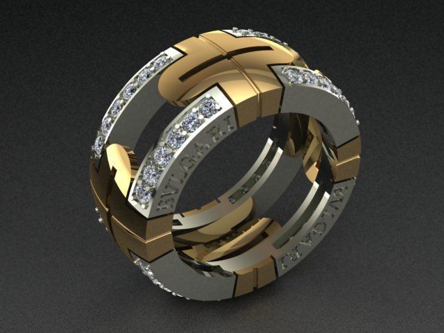 BVLGARI Style Diamond Ring 3D print model_1