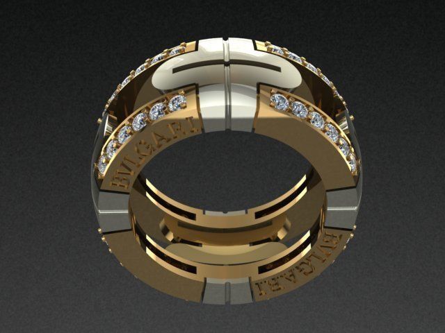 BVLGARI Style Diamond Ring 3D print model_3