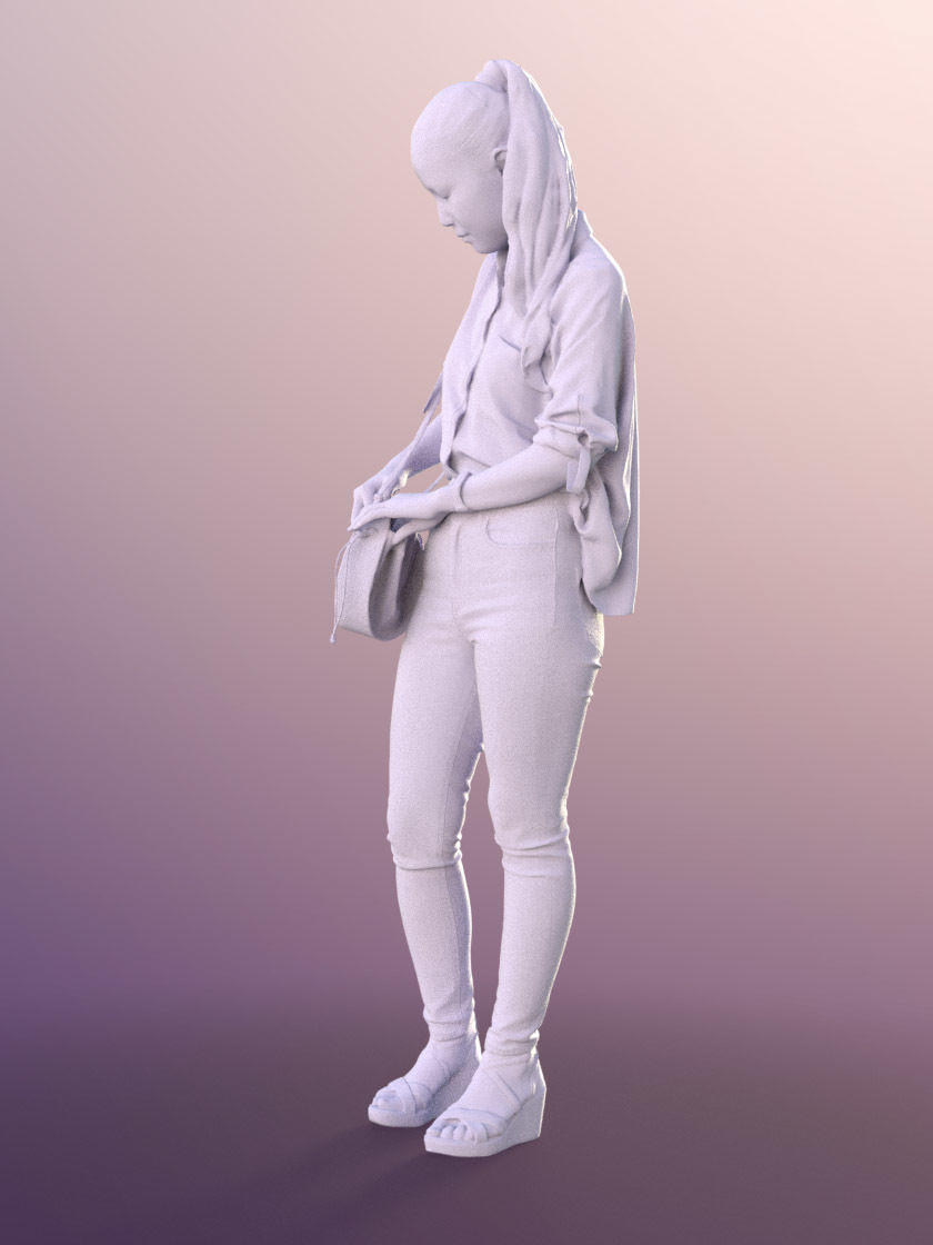 Anita 11242 - Asian Girl Shopping Paying With Bag 3D model_5