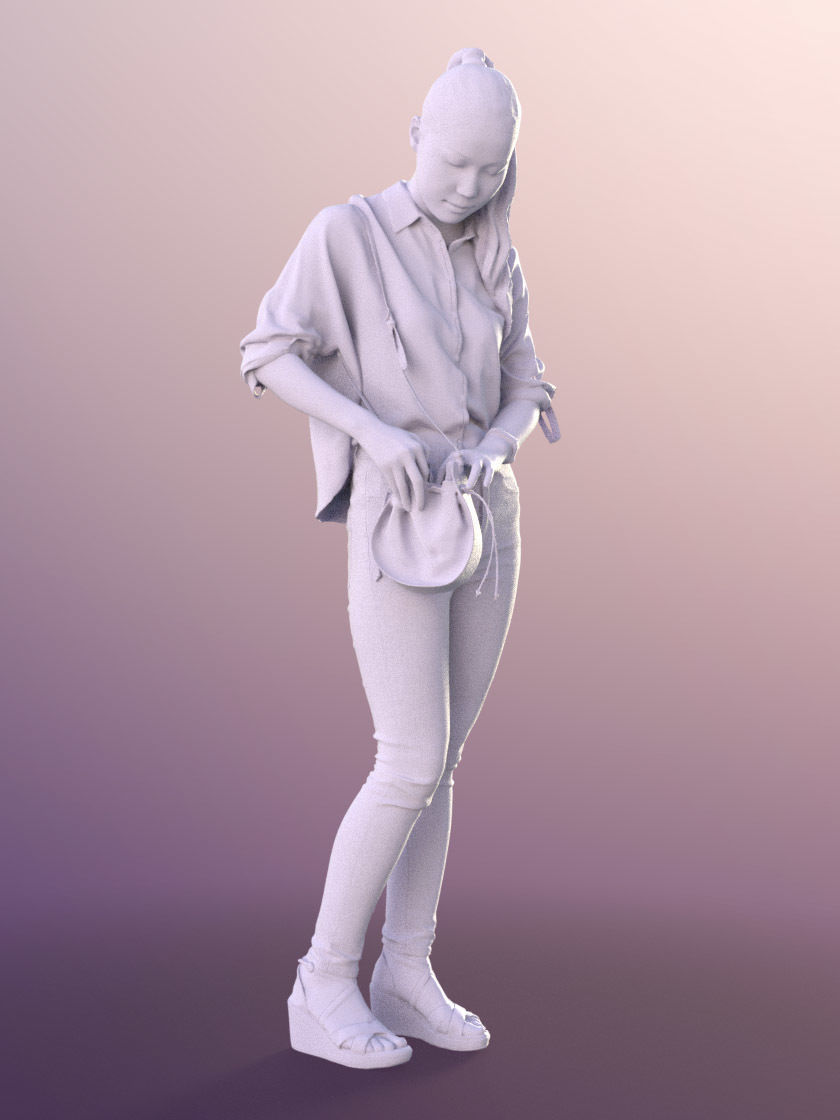 Anita 11242 - Asian Girl Shopping Paying With Bag 3D model_4