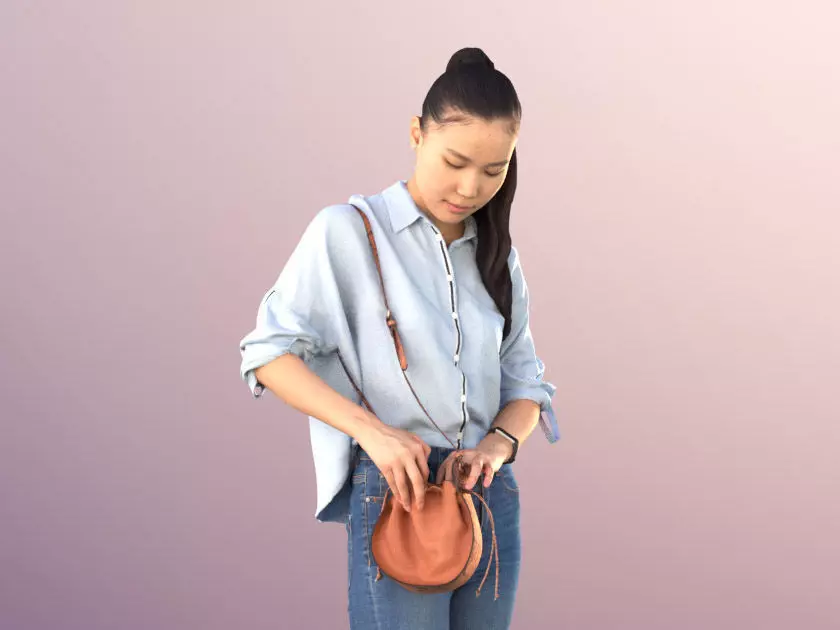 Anita 11242 - Asian Girl Shopping Paying With Bag 3D model_0