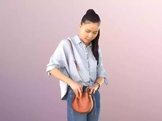 Anita 11242 - Asian Girl Shopping Paying With Bag  3D model