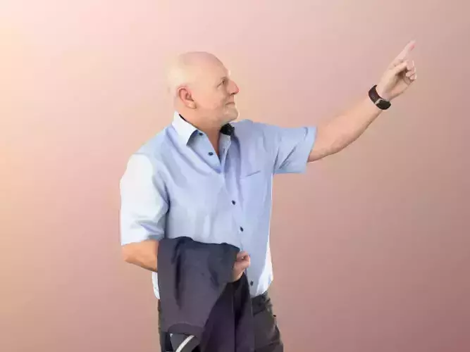 Phil 11247 - Older Man Grandpa showing pointing  3D model