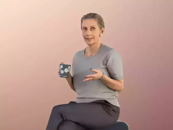 Bridget 11257 - Older Woman Sitting With Coffe Talking 3D model