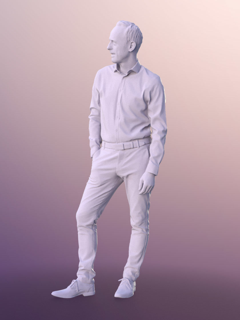 Jason 11307 - Man standing cool guy hand in pocket business Low-poly 3D model_5