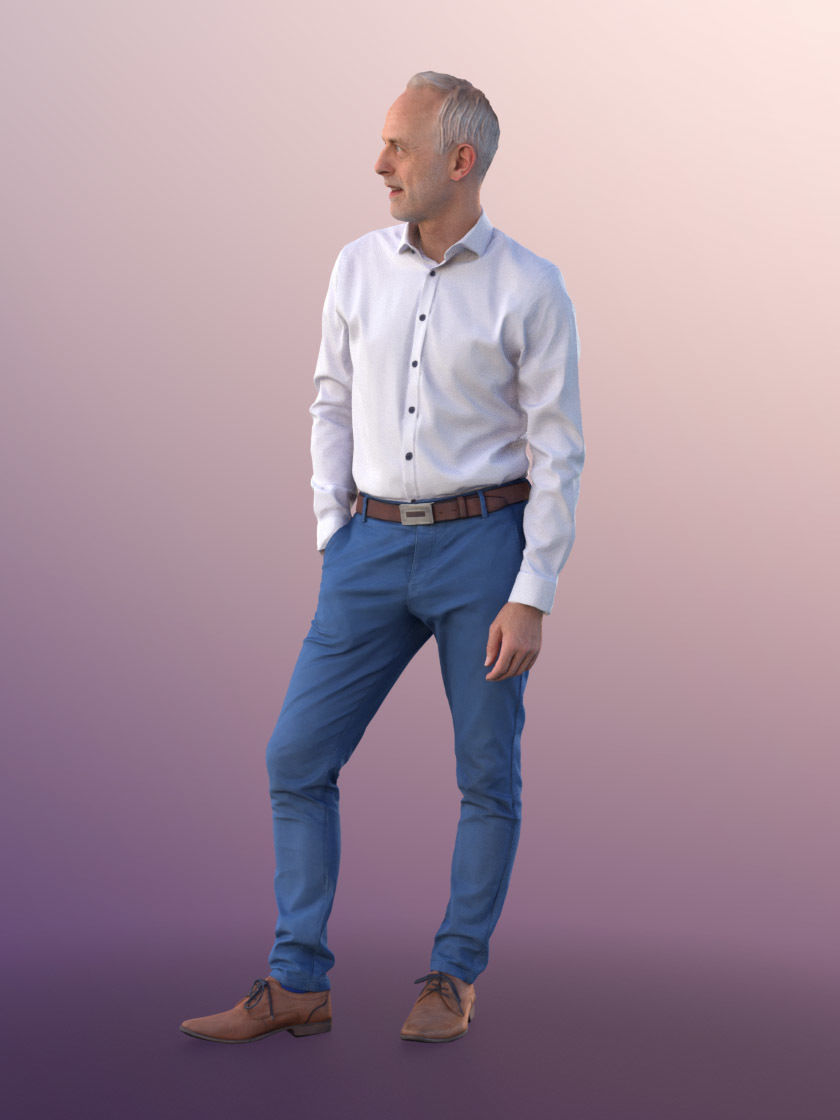 Jason 11307 - Man standing cool guy hand in pocket business Low-poly 3D model_3