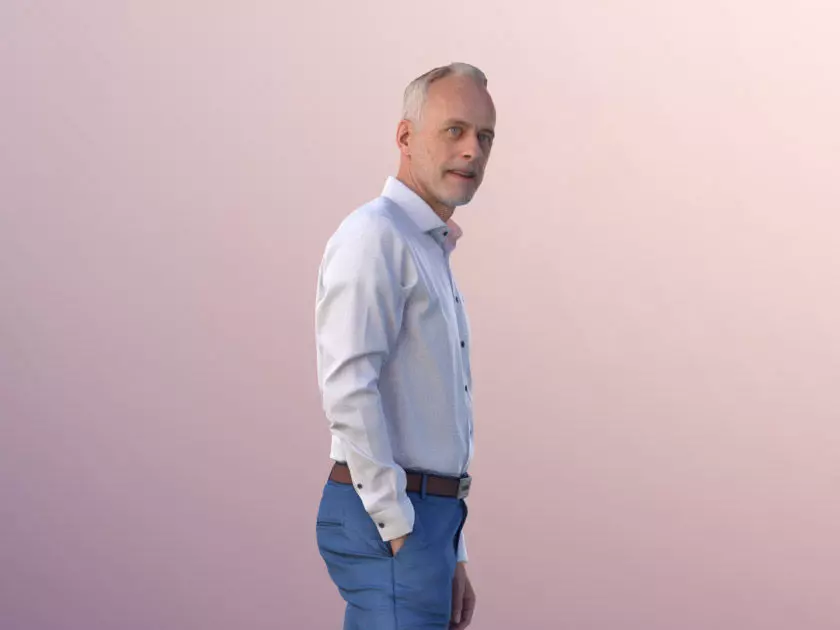 Jason 11307 - Man standing cool guy hand in pocket business Low-poly 3D model_0