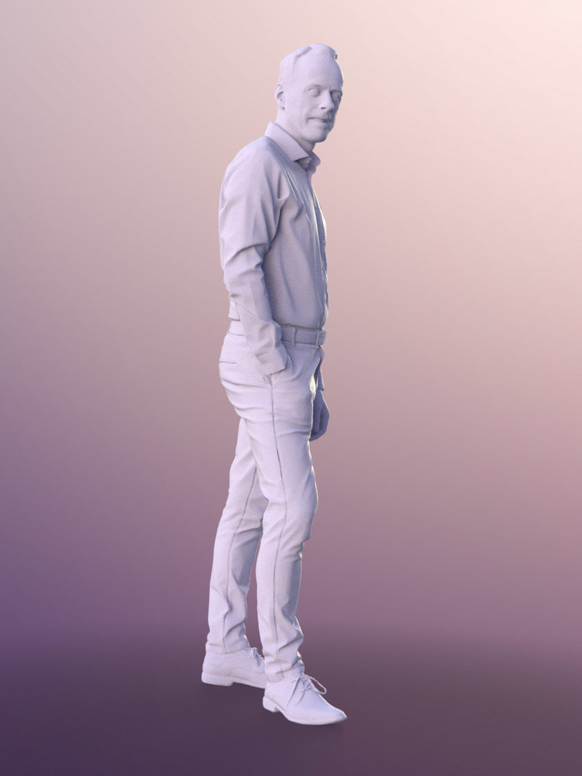 Jason 11307 - Man standing cool guy hand in pocket business Low-poly 3D model_4