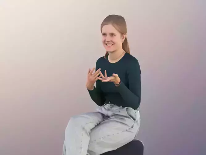 Nele 11316 - Girl Young Sitting Talking Pretty Jeans Pullover 