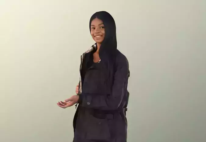 Micaela 11412 - Sweet Black Girl With Backpack Talking 