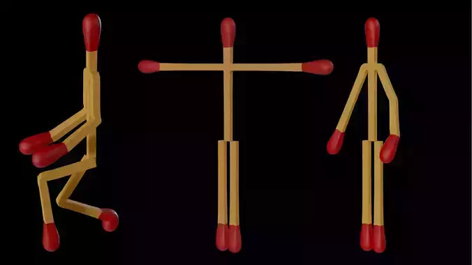 Stick character - cartoon 3D model