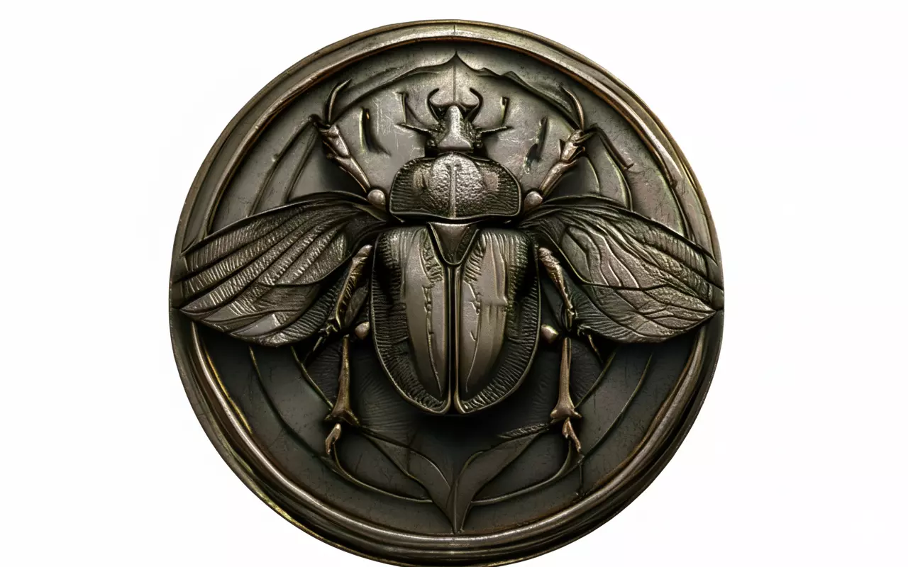Sacred Scarab Coin Ancient Egyptian Relic 3D model_3