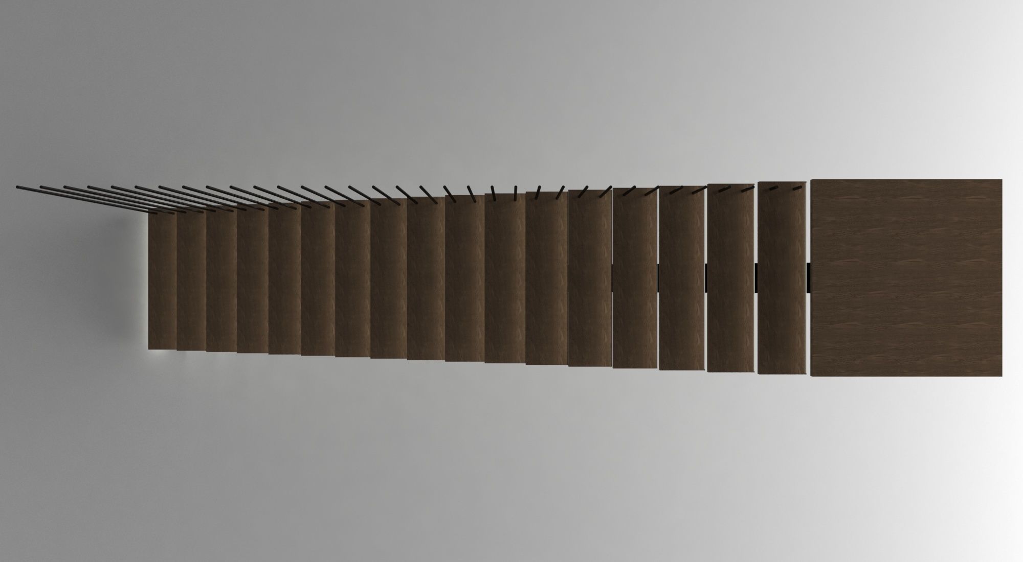 stairs staircase made of wood and metal 3D model_5