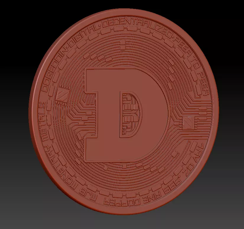 Dogecoin Print Model coin with letter d 3D print model