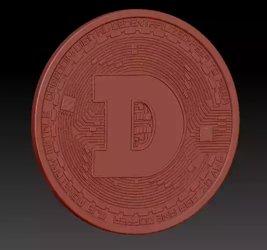 Dogecoin Print Model coin with letter d 3D print model