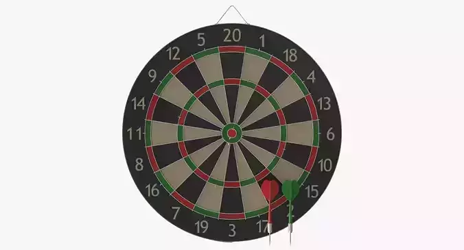 Dartboard dart board with two darts Low-poly 3D model