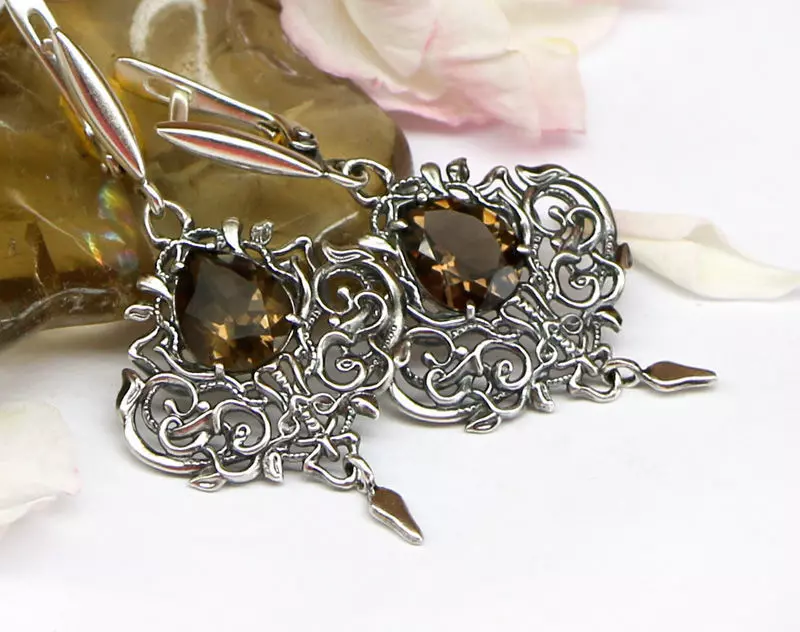 Dangle earrings 3D model in fantasy style 3D print model_0