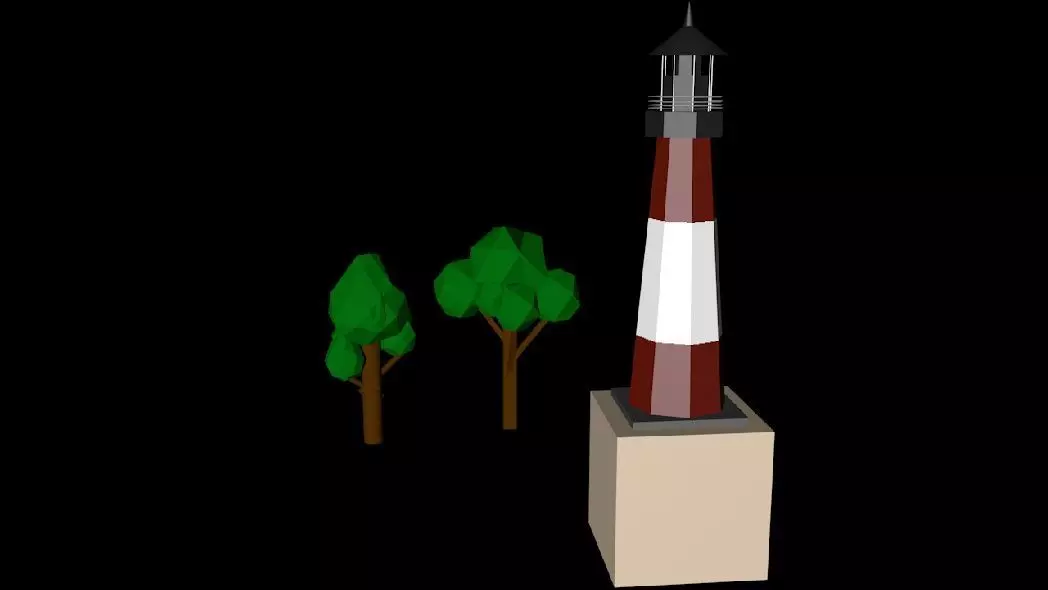 Lighthouse and trees Free 3D model