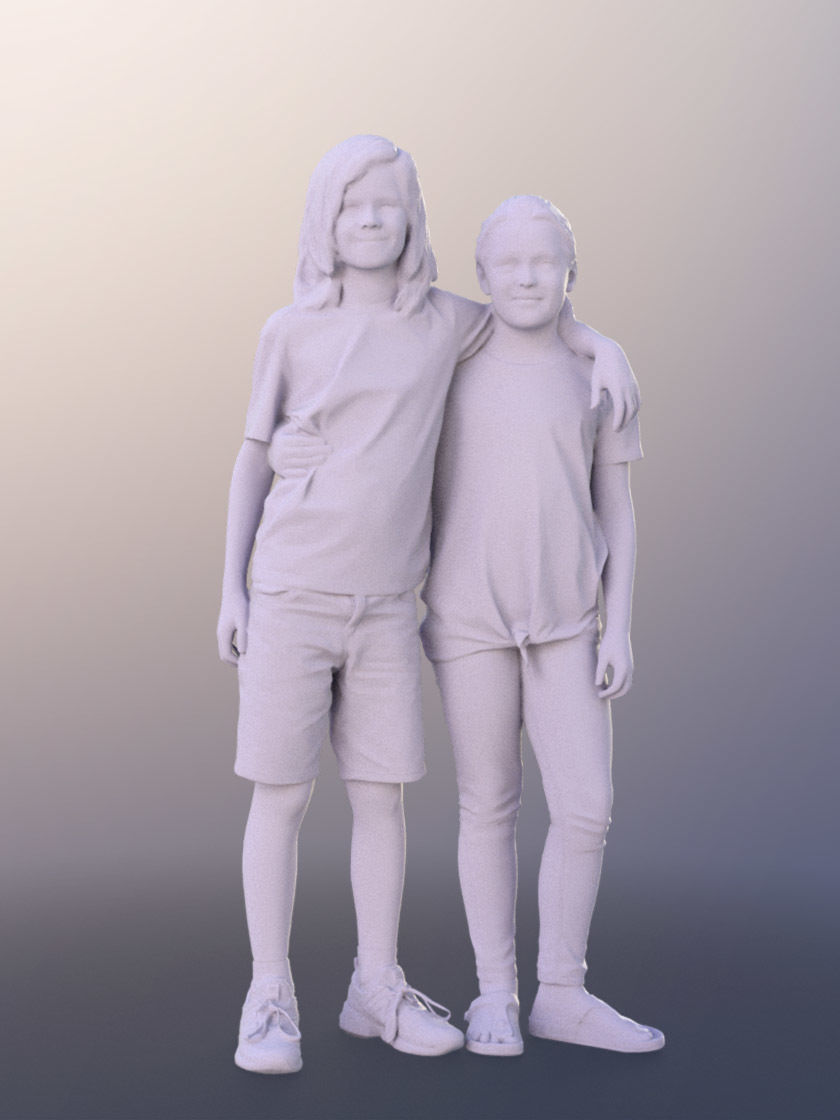 Mathilda Jeffrey 10264 - Standing Siblings Hugging 3D model_4