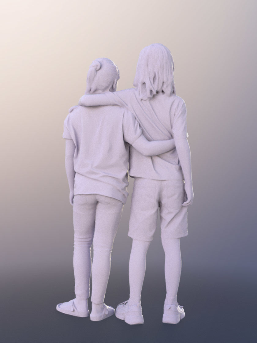 Mathilda Jeffrey 10264 - Standing Siblings Hugging 3D model_5