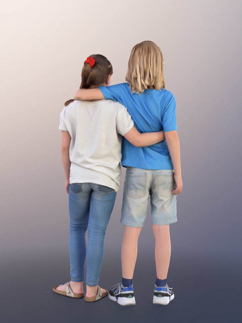 Mathilda Jeffrey 10264 - Standing Siblings Hugging 3D model_3