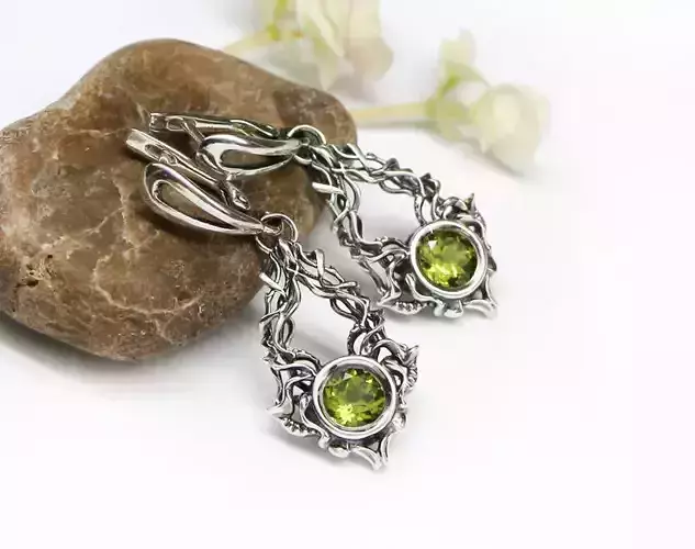 Fantasy dangle earrings model with intricate pattern 3D print model