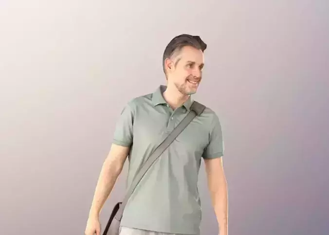 Will 10845 - Walking Casual Man With Bag Shopping Tourist