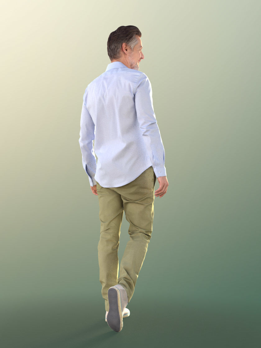 Will 10850 - Casual Man With Beard Jeans Walking  3D model_4