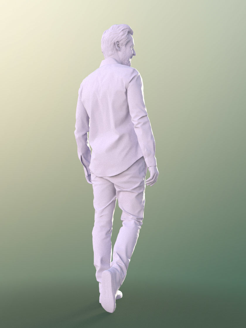 Will 10850 - Casual Man With Beard Jeans Walking  3D model_5