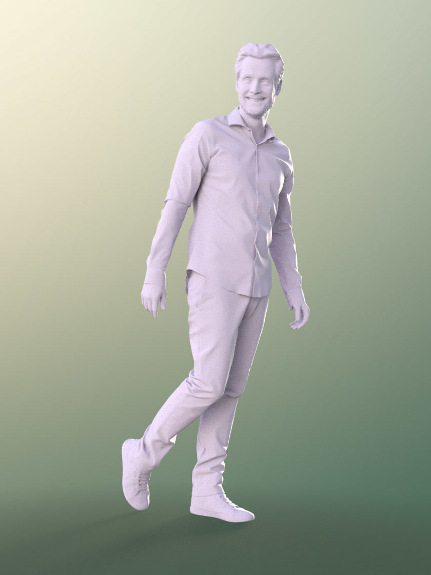 Will 10850 - Casual Man With Beard Jeans Walking  3D model_3