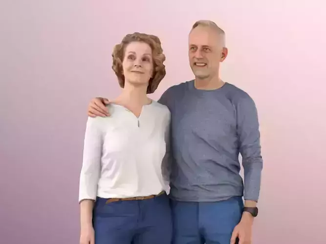 Margot Jason 11252 - Couple Casual Smiling Jeans Shirt