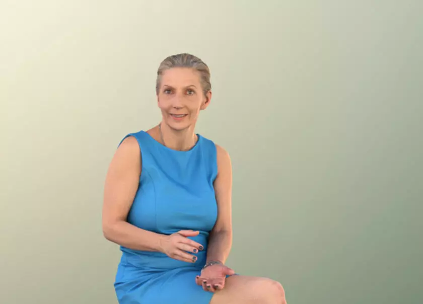 Bridget 11255 - Elderly Woman Blue Dress Sitting Talking 3D model