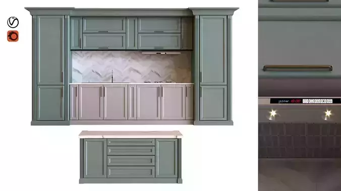 kitchen set 007 lowpoly Low-poly 3D model