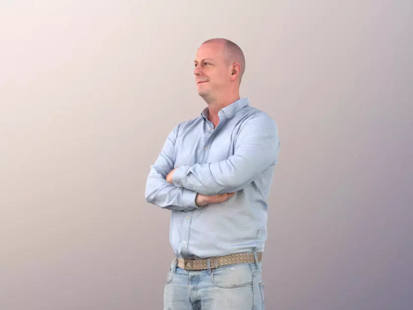 Lemmi 11270 - Casual Man Standing Arms Crossed Jeans 3D model_0