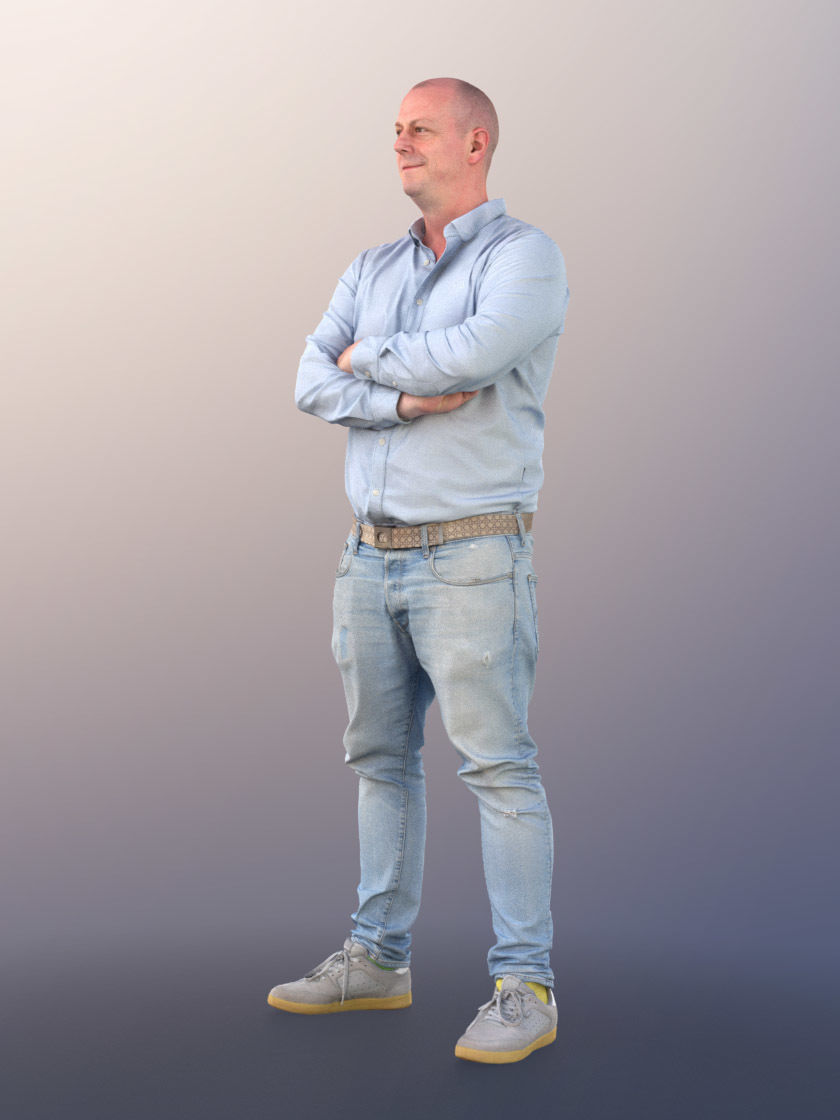 Lemmi 11270 - Casual Man Standing Arms Crossed Jeans 3D model_2