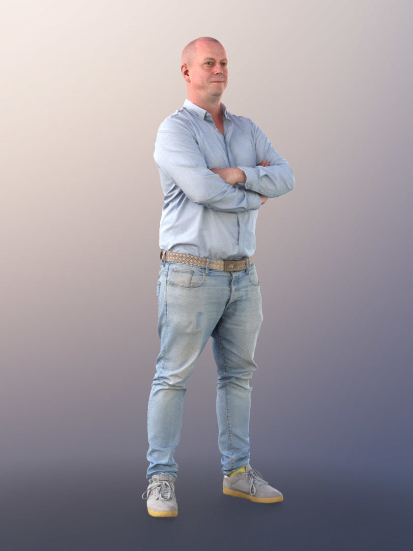 Lemmi 11270 - Casual Man Standing Arms Crossed Jeans 3D model_3