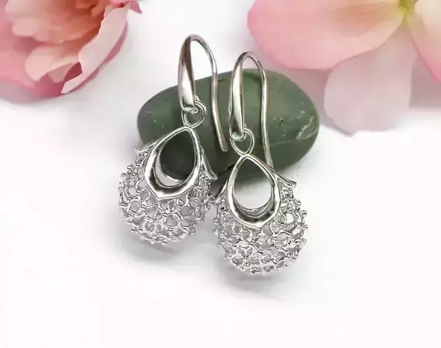 Original dainty earrings model with openwork pattern 3D print model