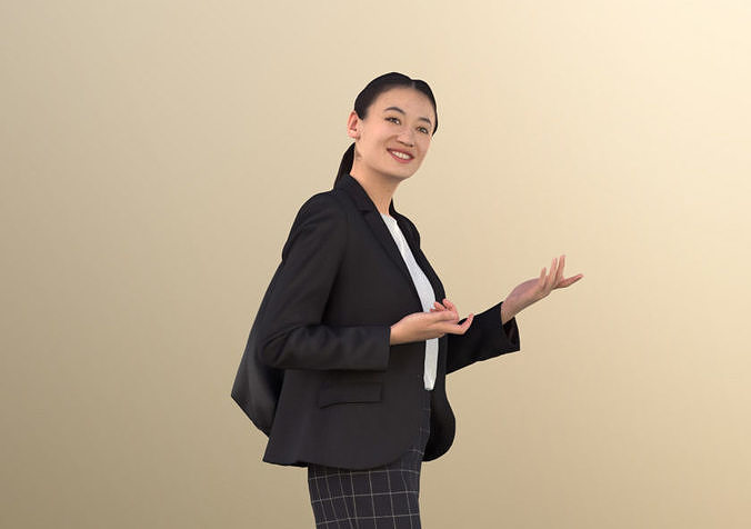 Francine 11281 - Asian Business Woman Talking Gesturing Shopping 3D model