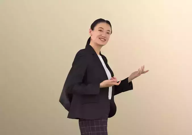 Francine 11281 - Asian Business Woman Talking Gesturing Shopping
