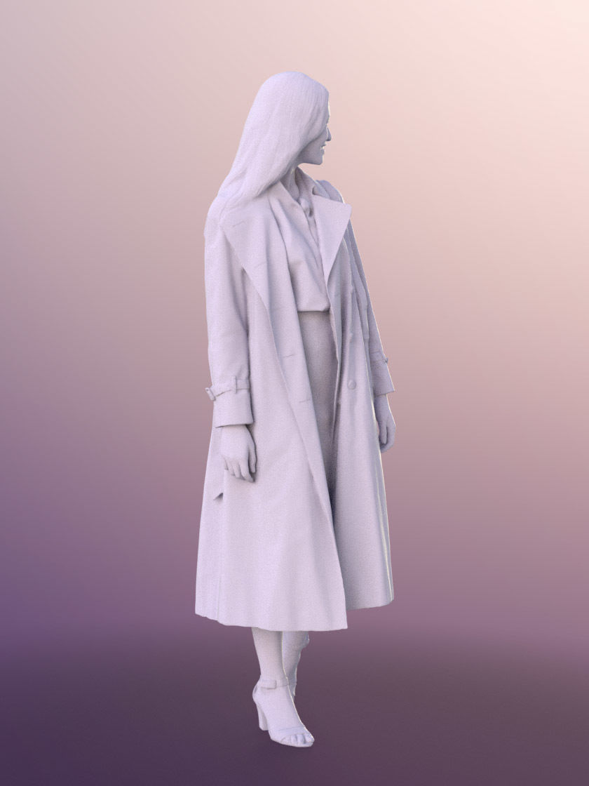 Francine 11306 - Asian Woman Trenchcoat Bag Shopping Low-poly 3D model_5