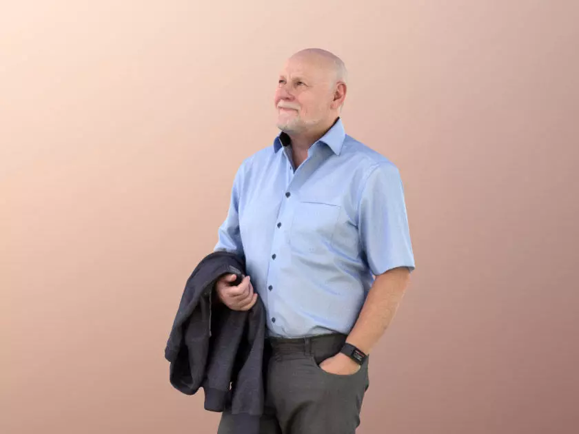 Phil 11318 - Man business standing old elderly bald beard Low-poly 3D model_0