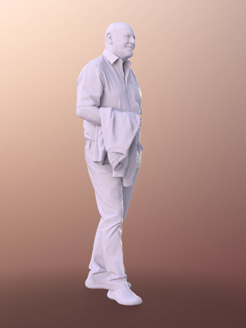 Phil 11318 - Man business standing old elderly bald beard Low-poly 3D model_5