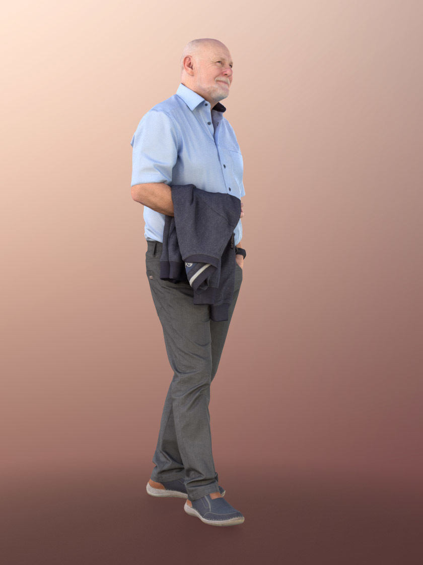 Phil 11318 - Man business standing old elderly bald beard Low-poly 3D model_3