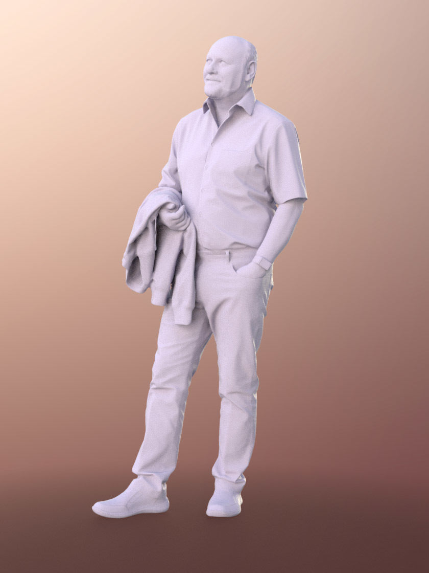 Phil 11318 - Man business standing old elderly bald beard Low-poly 3D model_4