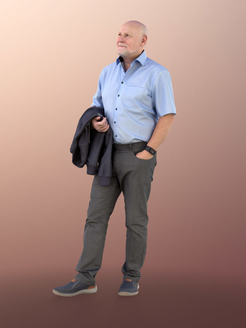 Phil 11318 - Man business standing old elderly bald beard Low-poly 3D model_2