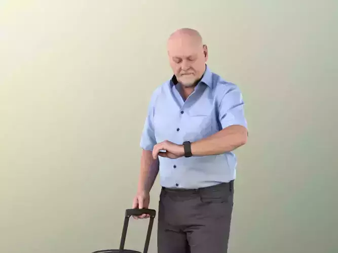 Phil 11319 - Old man bald beard trolley travelling on time watch 3D model