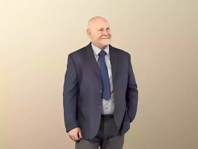 Phil 11331 - Old Man Standing Business Hand in Pocket 