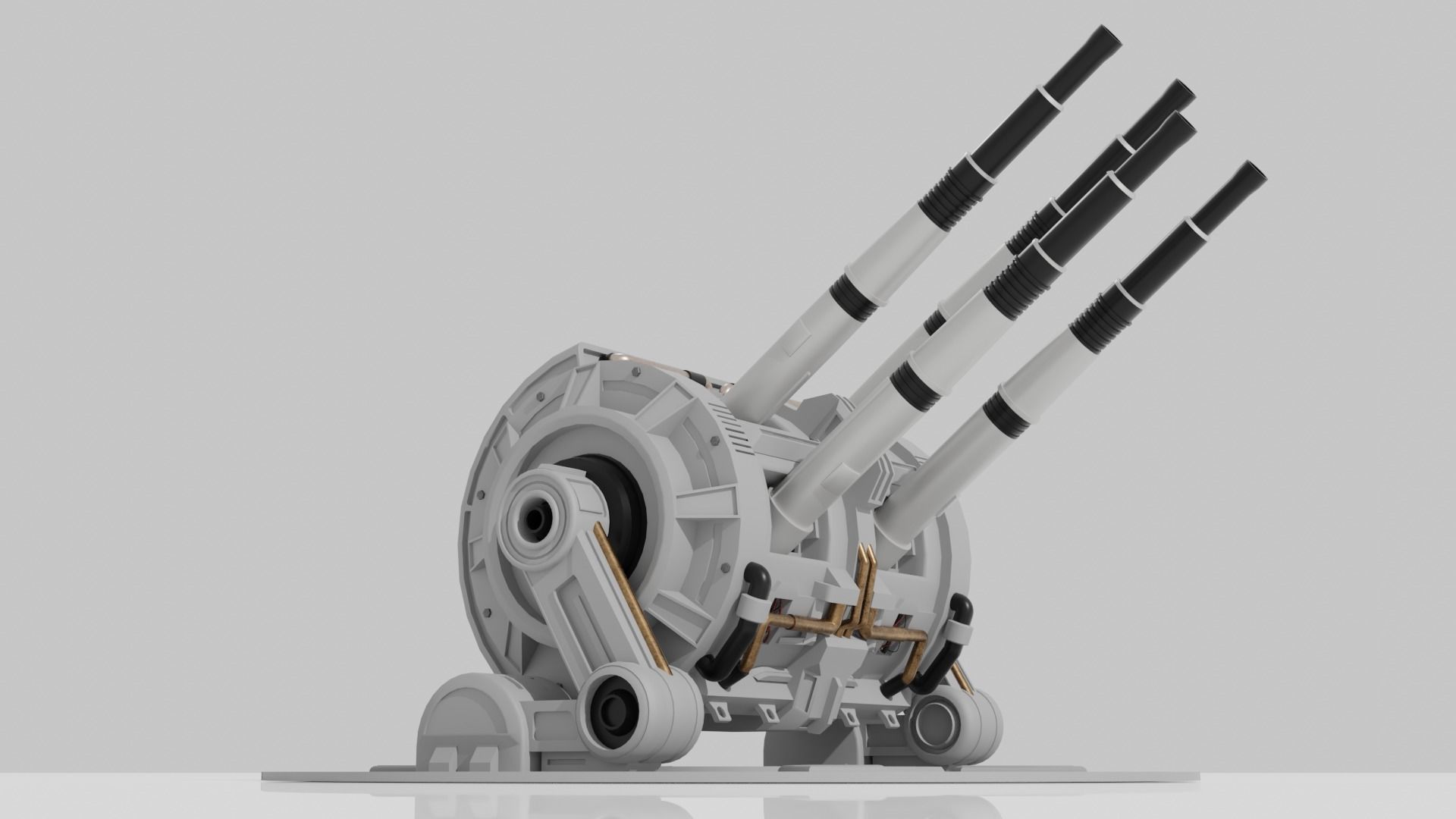 Sci-fi quad laser cannons  3D model_4