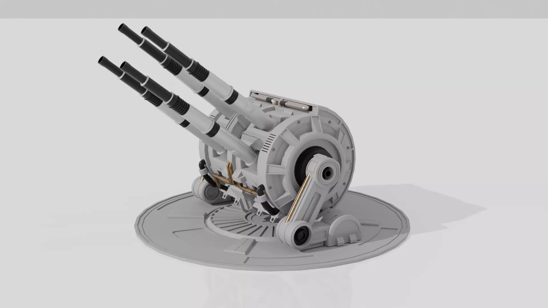 Sci-fi quad laser cannons  3D model_0